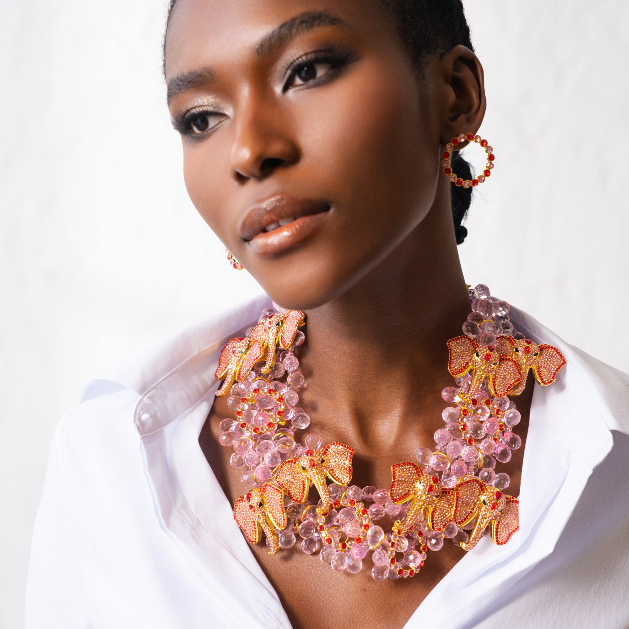 statement necklace, bib necklace, elephant necklace, crystal statement necklace, luxury statement jewelry, gold statement necklace, fashion bib necklace, rhinestone necklace, designer statement necklace, bold statement jewelry