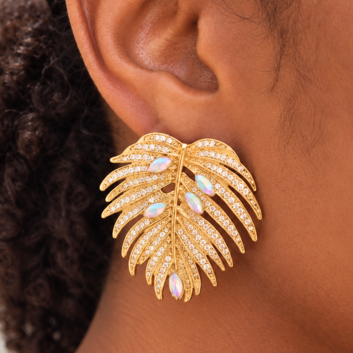 Calypso Palm Crystal Earring,Earrings, Sassy Jones,