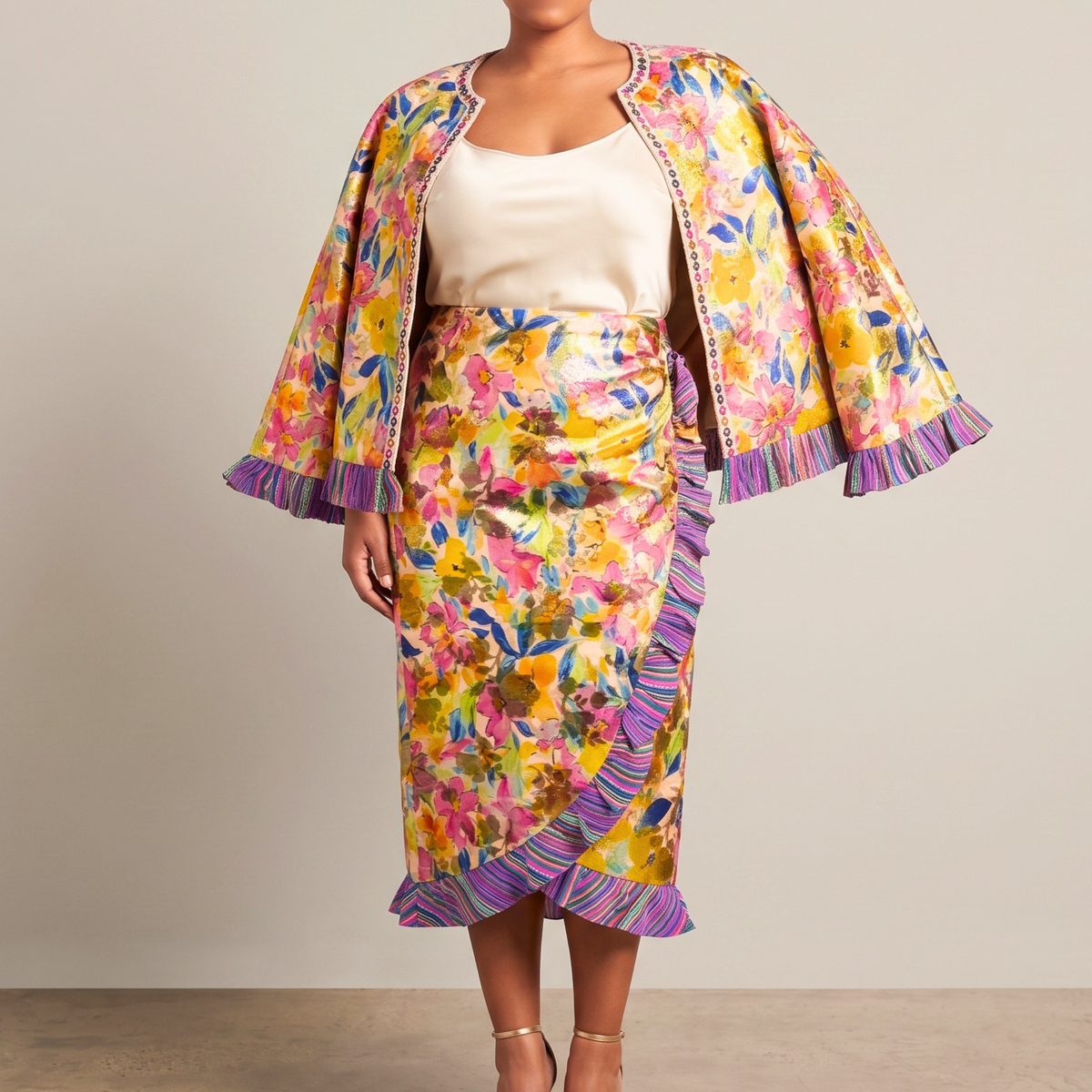 Camille Floral Ruffled Jacket