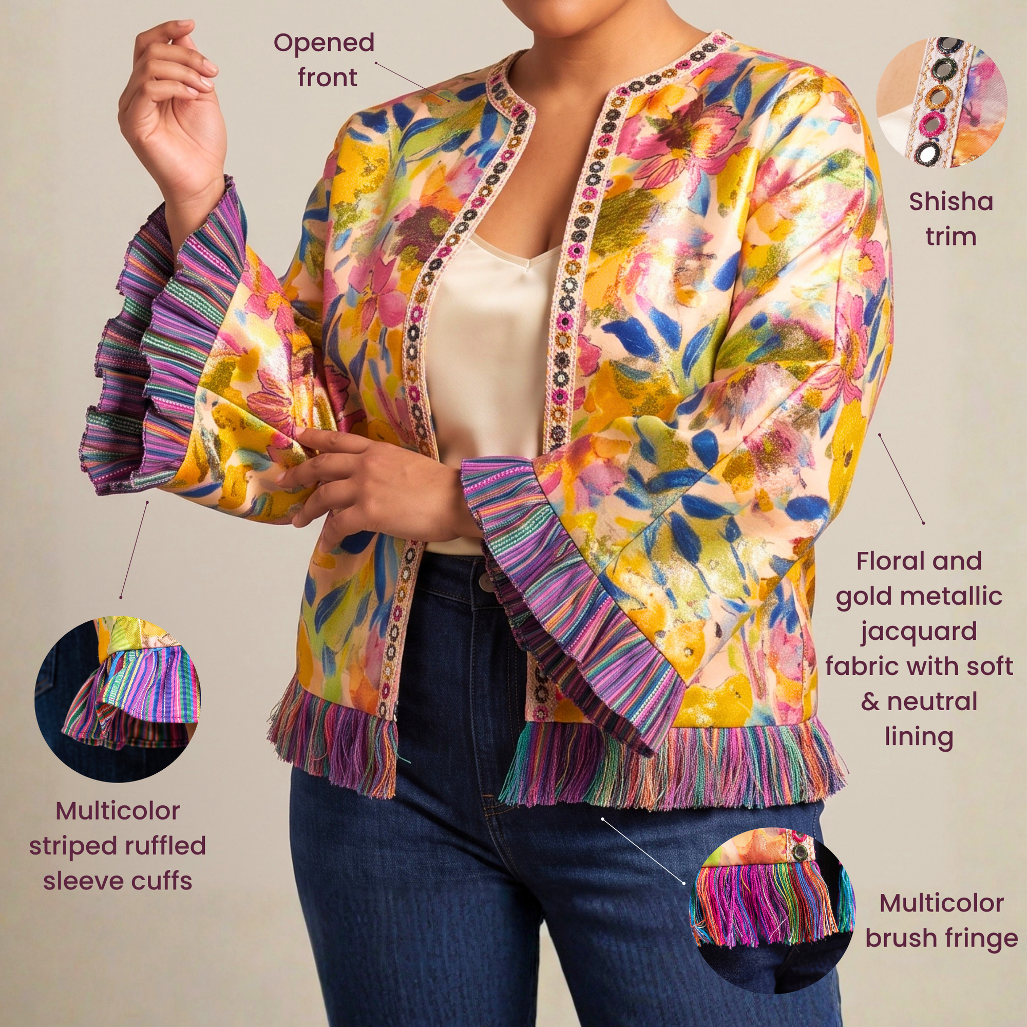 Camille Floral Ruffled Jacket