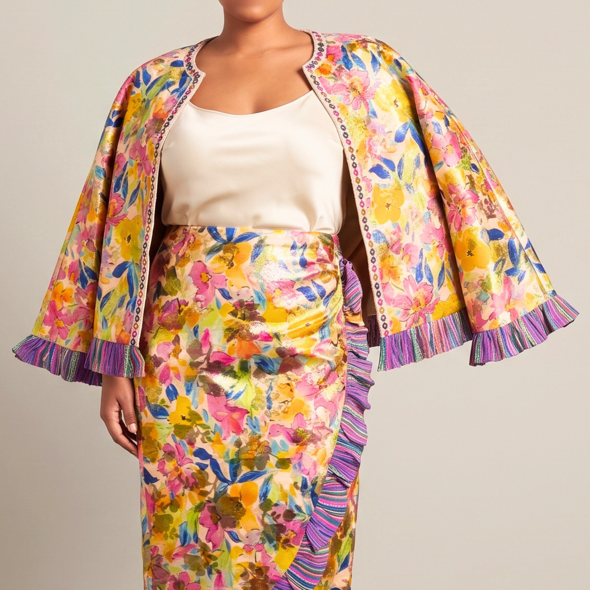 Camille Floral Ruffled Jacket