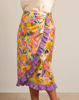 Camille Floral Jacquard Ruffled Wrap Skirt