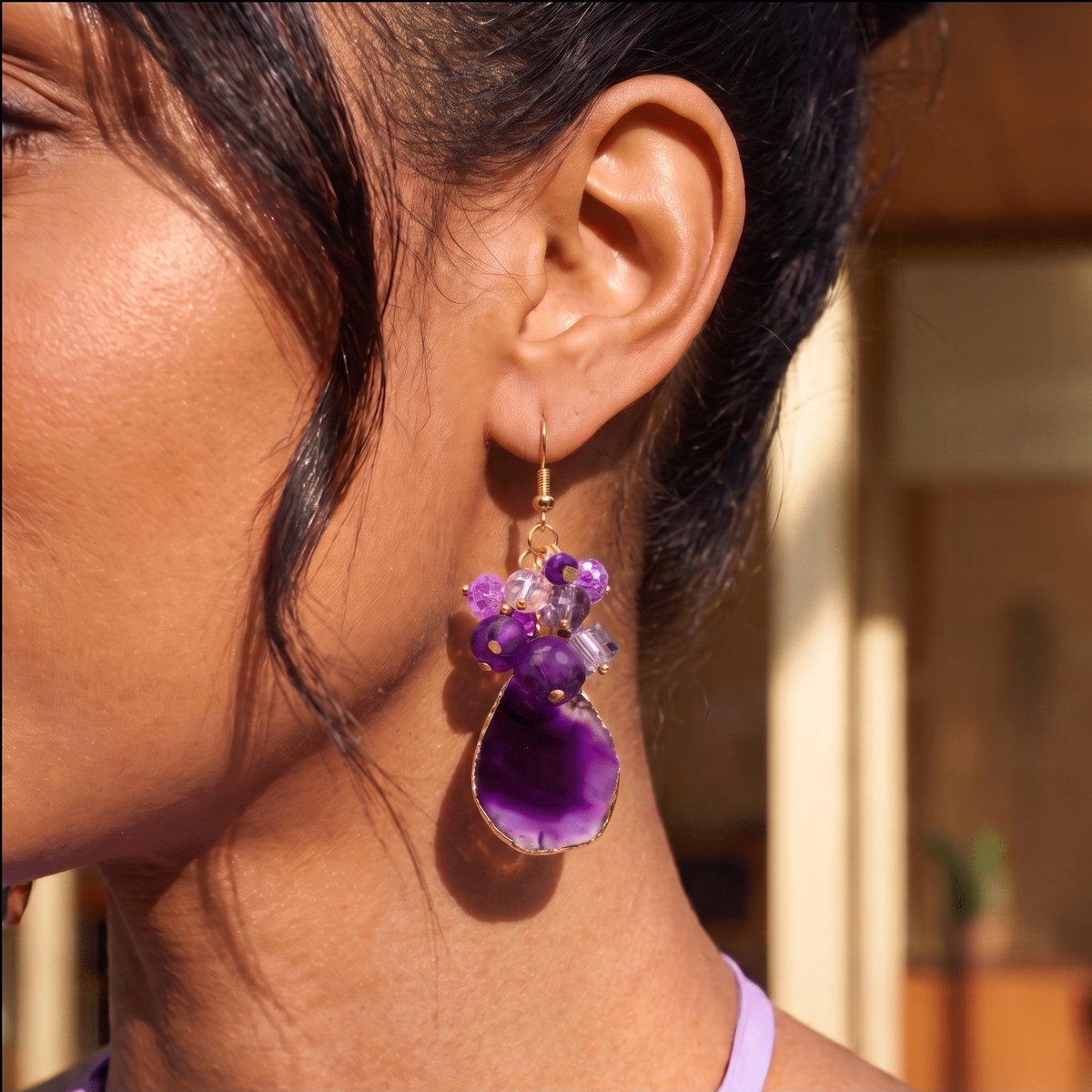 Chrysallis Natural Agate Dangle Earrings