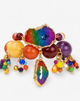 Chrysallis Joyride Rainbow Agate 2 Piece Stretch Bracelet Stack with colorful chunky beads and natural agate slices.