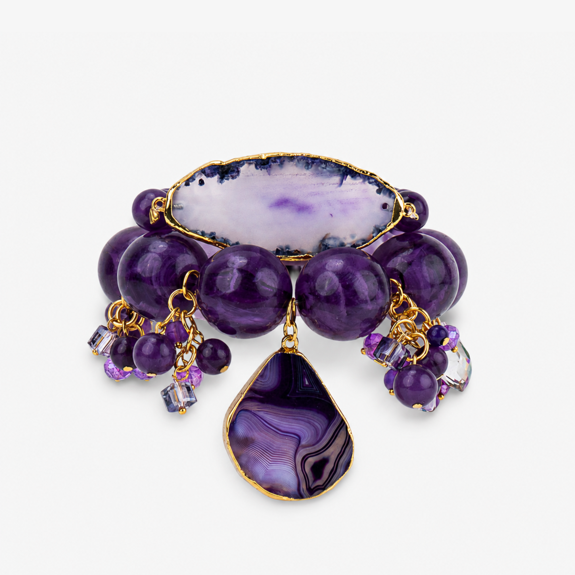 Chrysallis 2pc Stretch Stack - Purple Agate Druzy, Bracelets, Sassy Jones