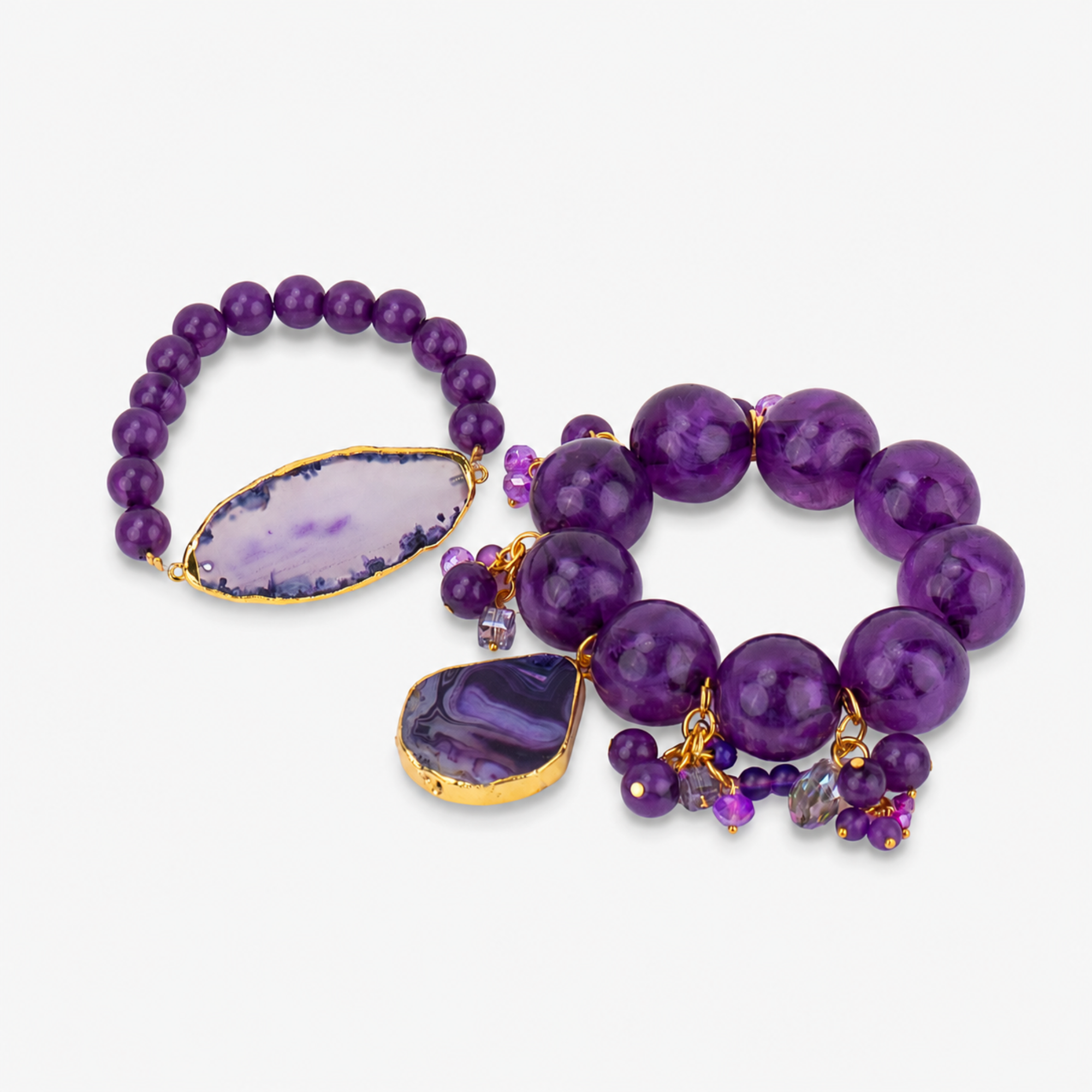 Chrysallis 2pc Stretch Stack - Purple Agate Druzy, Bracelets, Sassy Jones