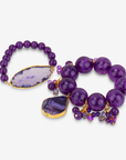 Chrysallis 2pc Stretch Stack - Purple Agate Druzy, Bracelets, Sassy Jones