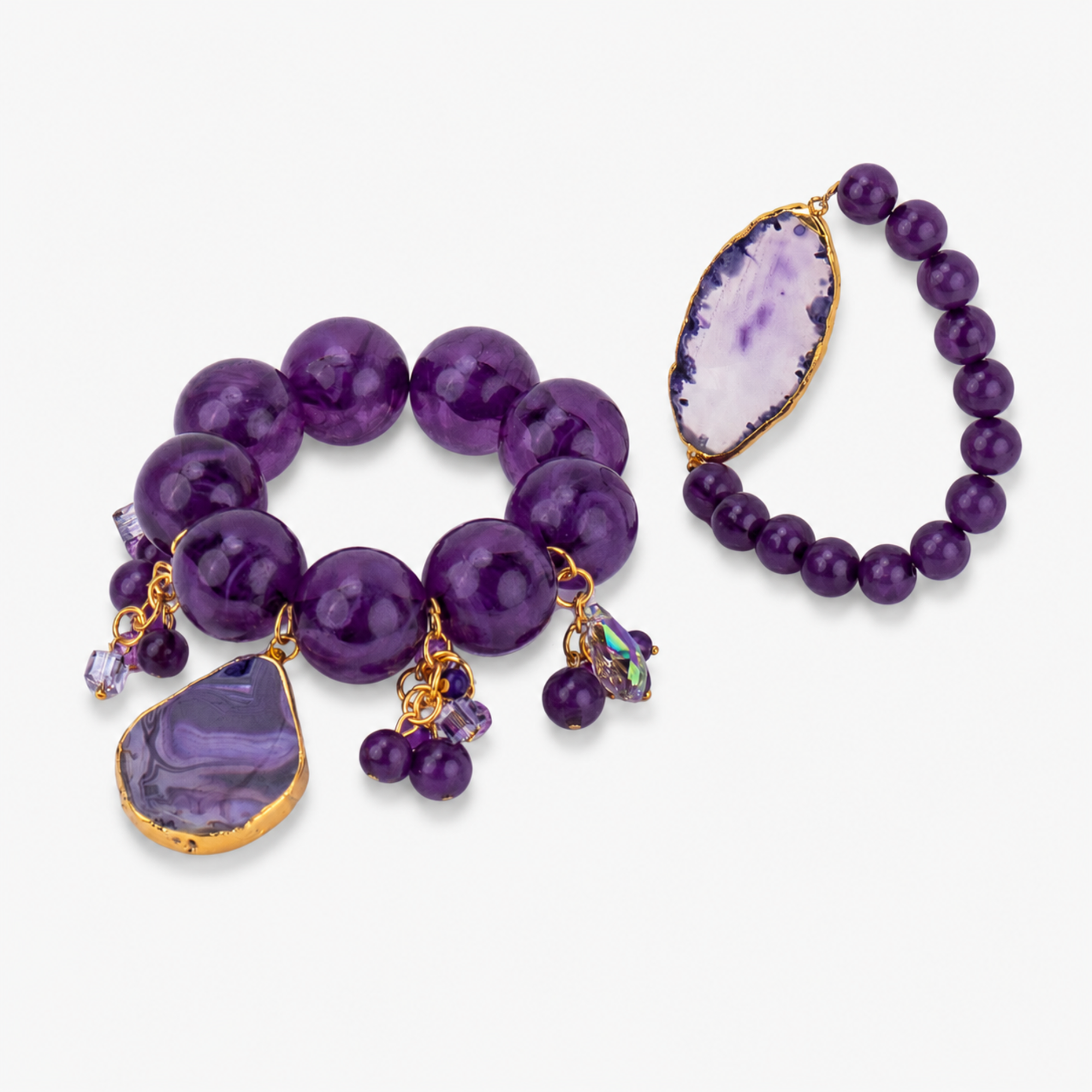 Chrysallis 2pc Stretch Stack - Purple Agate Druzy, Bracelets, Sassy Jones