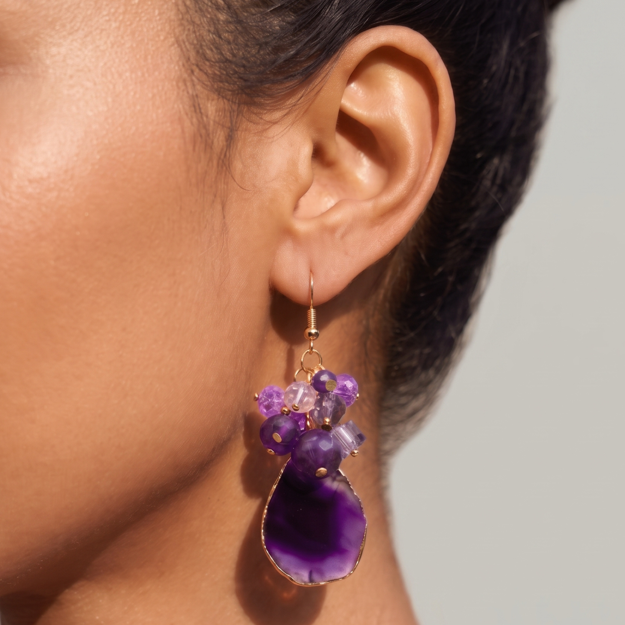Chrysallis Natural Purple Agate Dangle Earrings,Earrings, Sassy Jones,