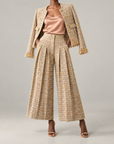 The Claire Metallic Tweed Pleated Trouser,Clothing, Sassy Jones,