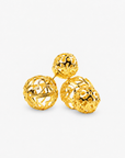 Dina Gold Openwork Sculptural Sphere Double Stud Earrings featuring two dimensional gold globes.