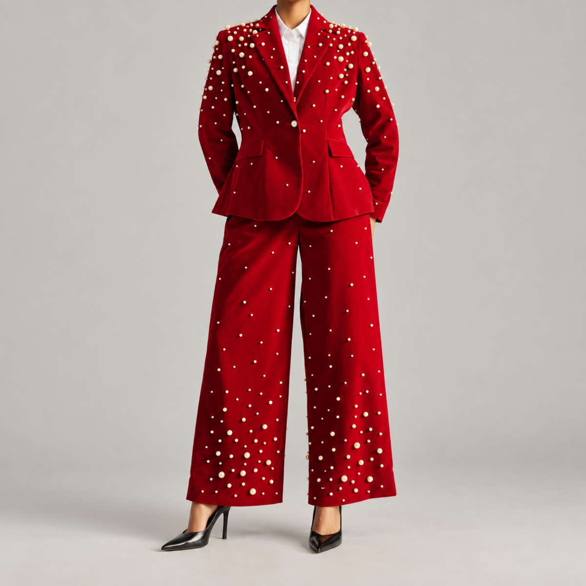 The Fiorella Blazer - Red Velvet Pearl,Clothing, Sassy Jones,
