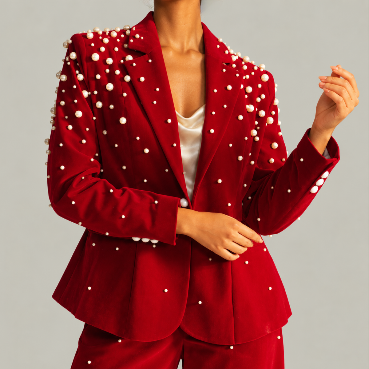 The Fiorella Blazer - Red Velvet Pearl,Clothing, Sassy Jones,