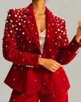 The Fiorella Blazer - Red Velvet Pearl,Clothing, Sassy Jones,