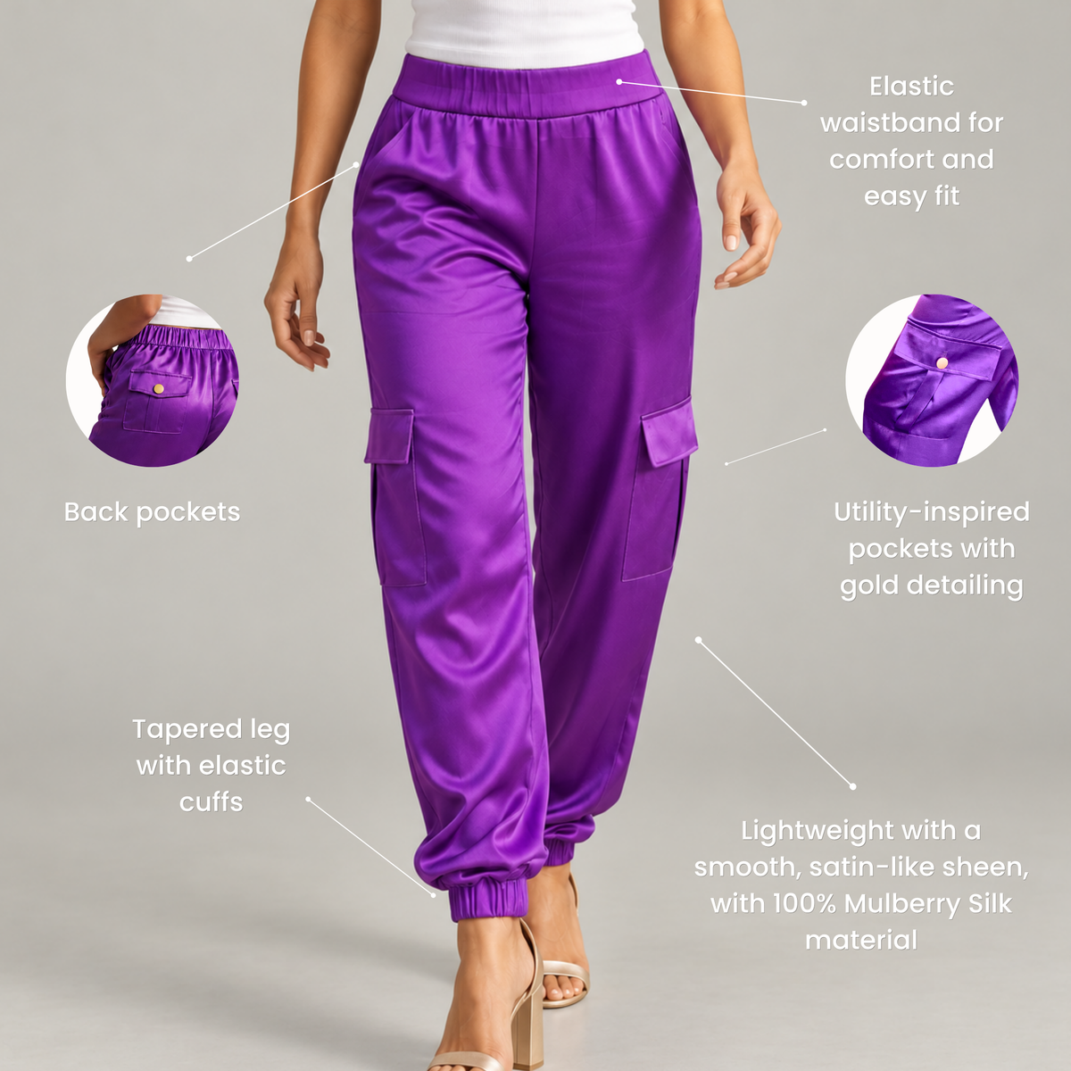 The Flo Signature Silk Jogger Pant,Clothing, Sassy Jones,