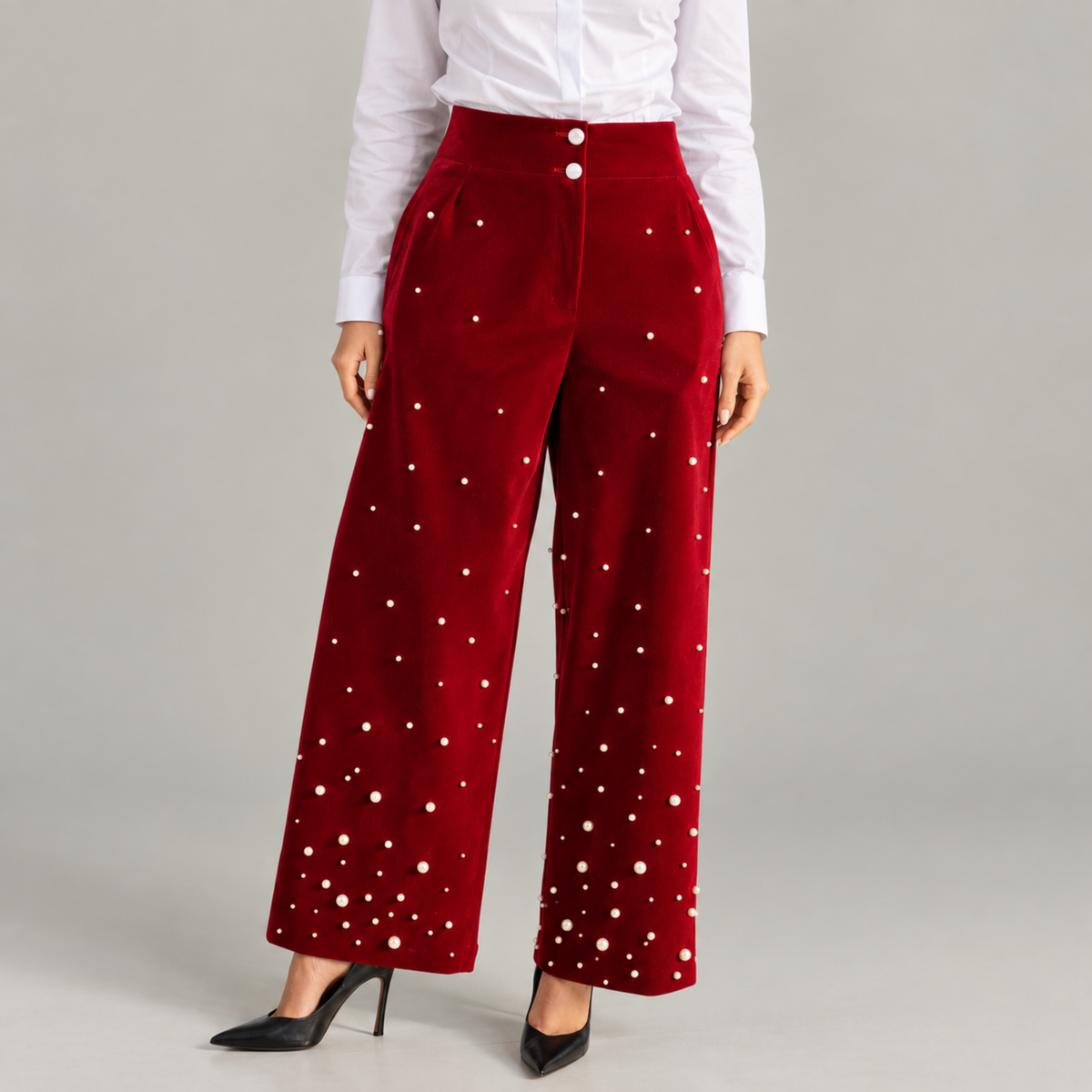The Fiorella Pant - Red Velvet Pearl,Clothing, Sassy Jones,