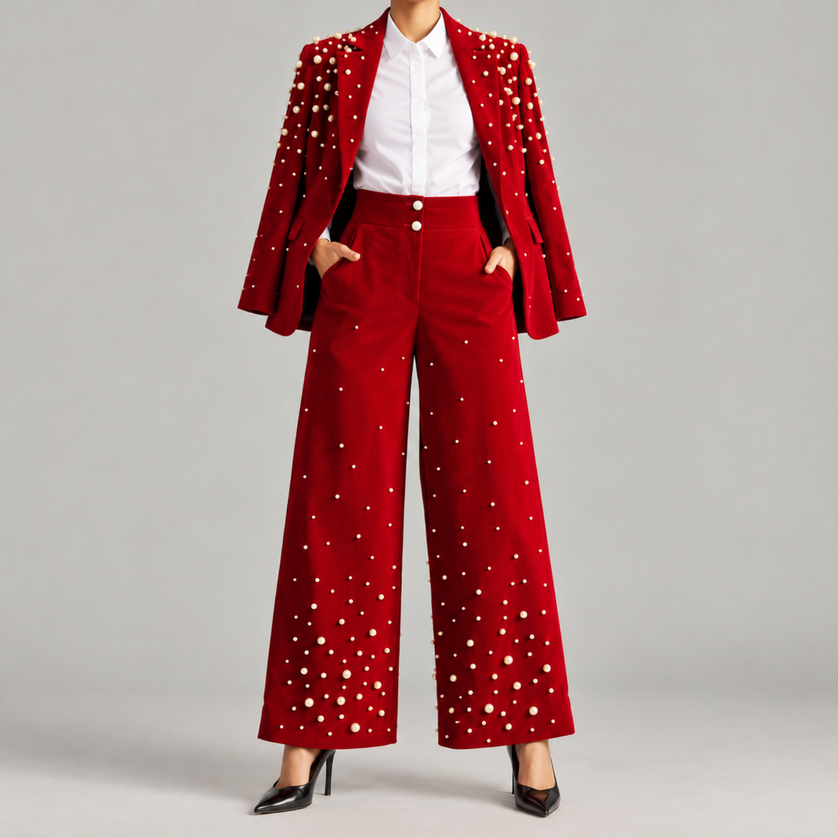 The Fiorella Pant - Red Velvet Pearl,Clothing, Sassy Jones,