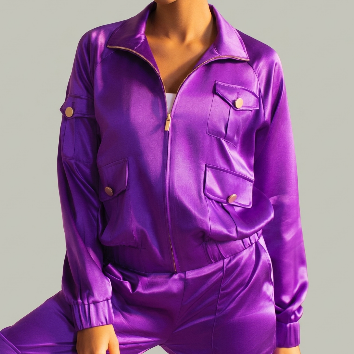The Flo Signature Silk Jogger Jacket,Clothing, Sassy Jones,