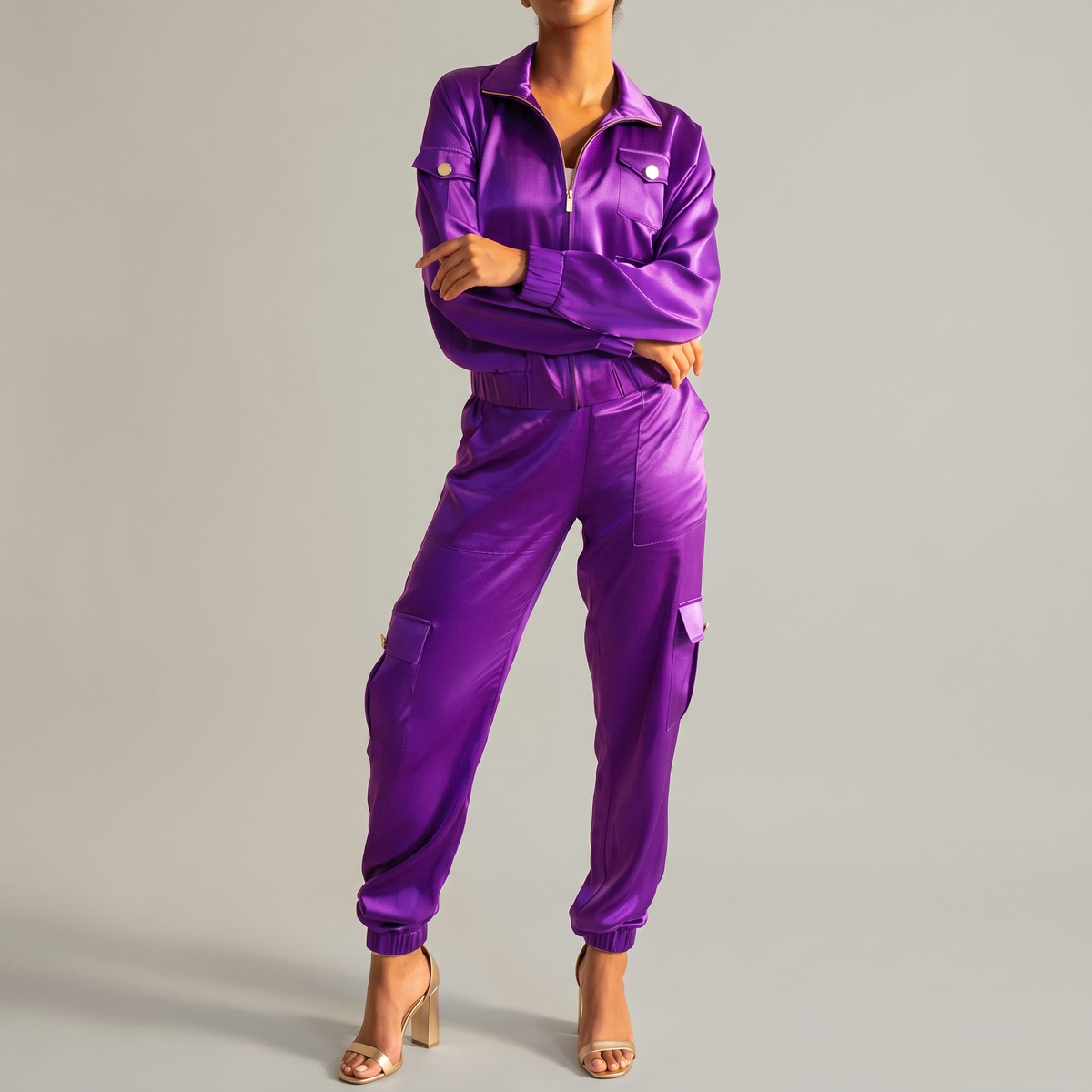 The Flo Signature Silk Jogger Jacket,Clothing, Sassy Jones,