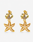 Harbor Grace 18k Anchor Earrings - Coastal Pearl,Earrings, Sassy Jones,