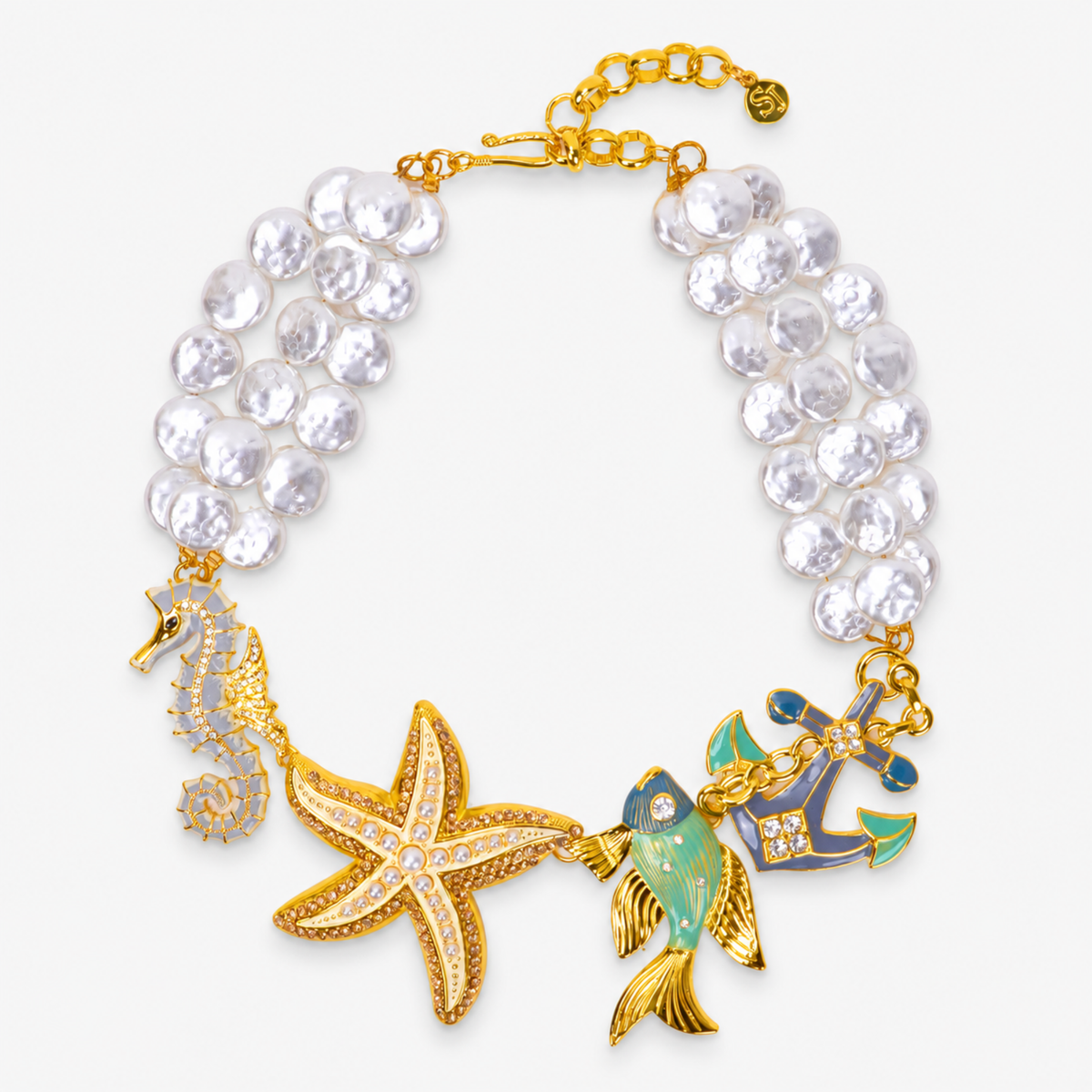Harbor Grace 18k Anchor Necklace - Coastal Pearl,Necklaces, Sassy Jones,