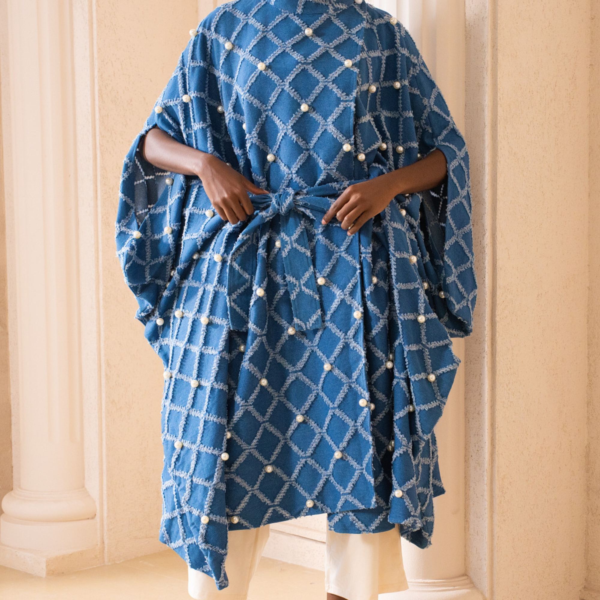 kimono coat, womens kimono jacket, luxury kimono coat, statement coat women, pearl embellished jacket, designer outerwear women, modern kimono coat, fashion kimono jacket, oversized kimono coat, womens luxury outerwear