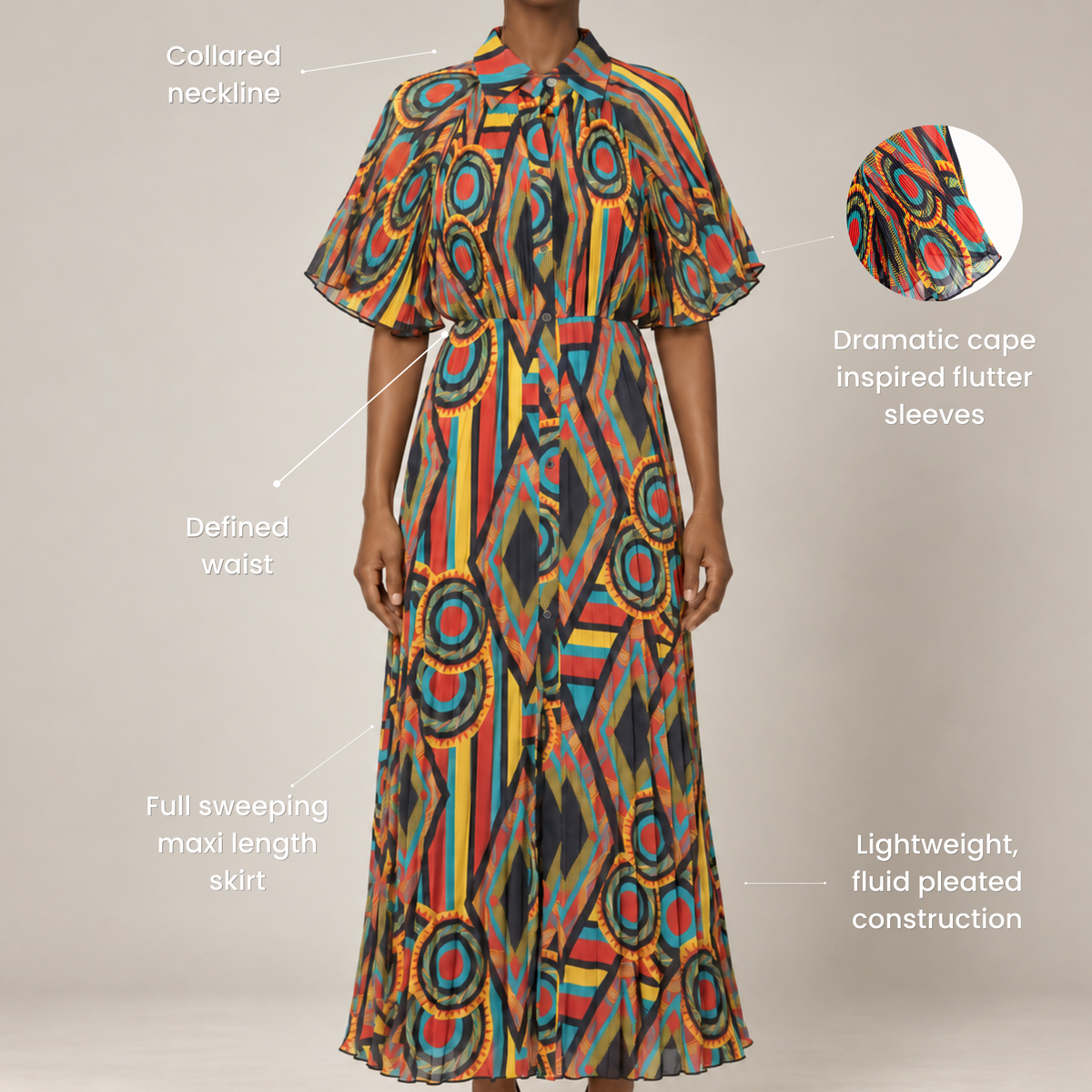Imani Pleated Flowy Dress - Afrikaan