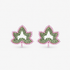 Ivey Dream Studs featuring green crystal ivy leaves outlined with petite pink pearls.