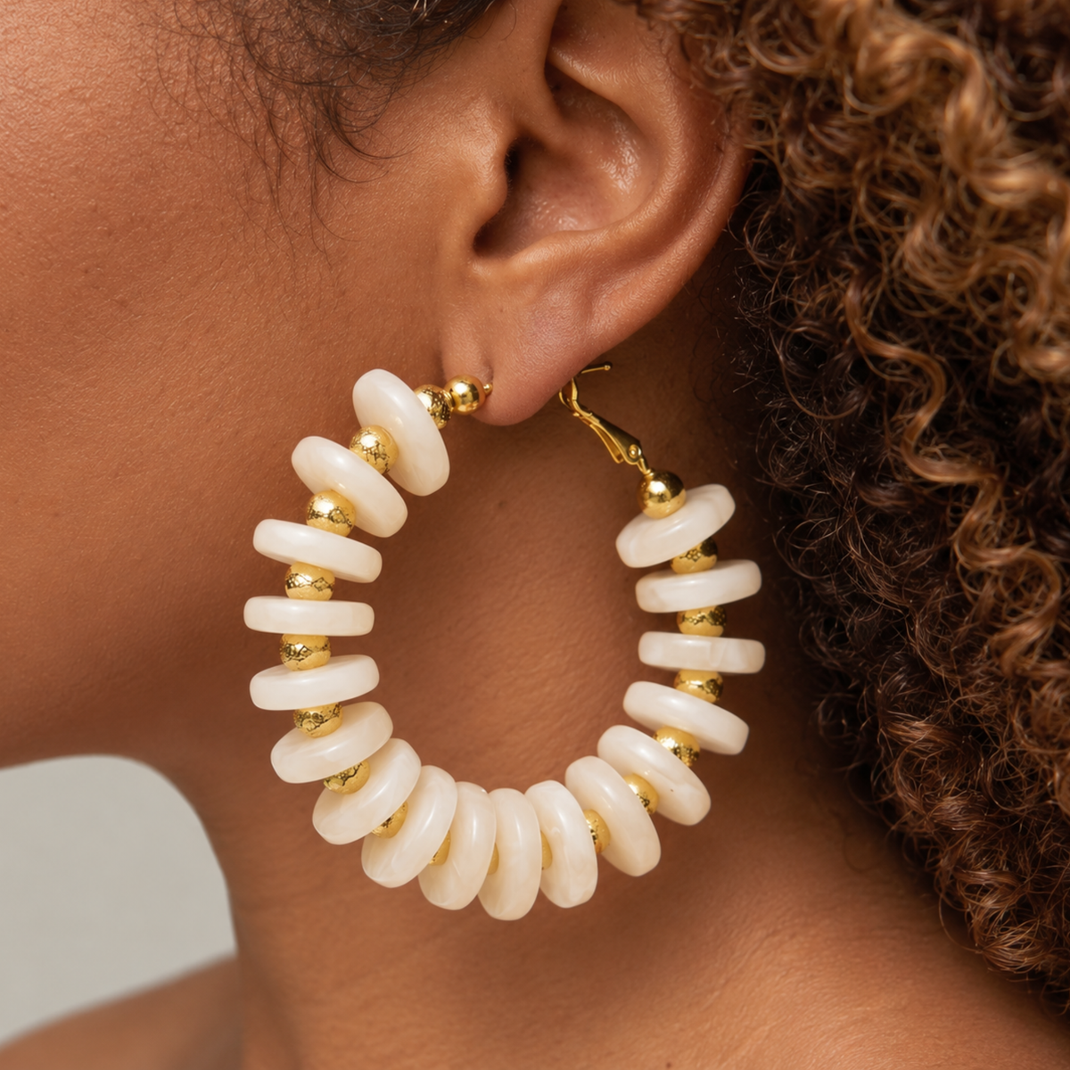 Kamaria Coconut Hoops- Ivory Coast,Earrings, Sassy Jones,