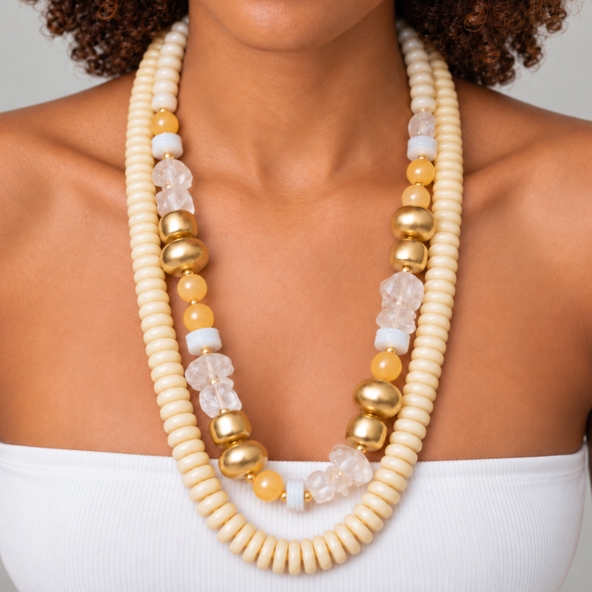 Kamaria Coconut Dress Chain - Ivory Coast,Necklaces, Sassy Jones,