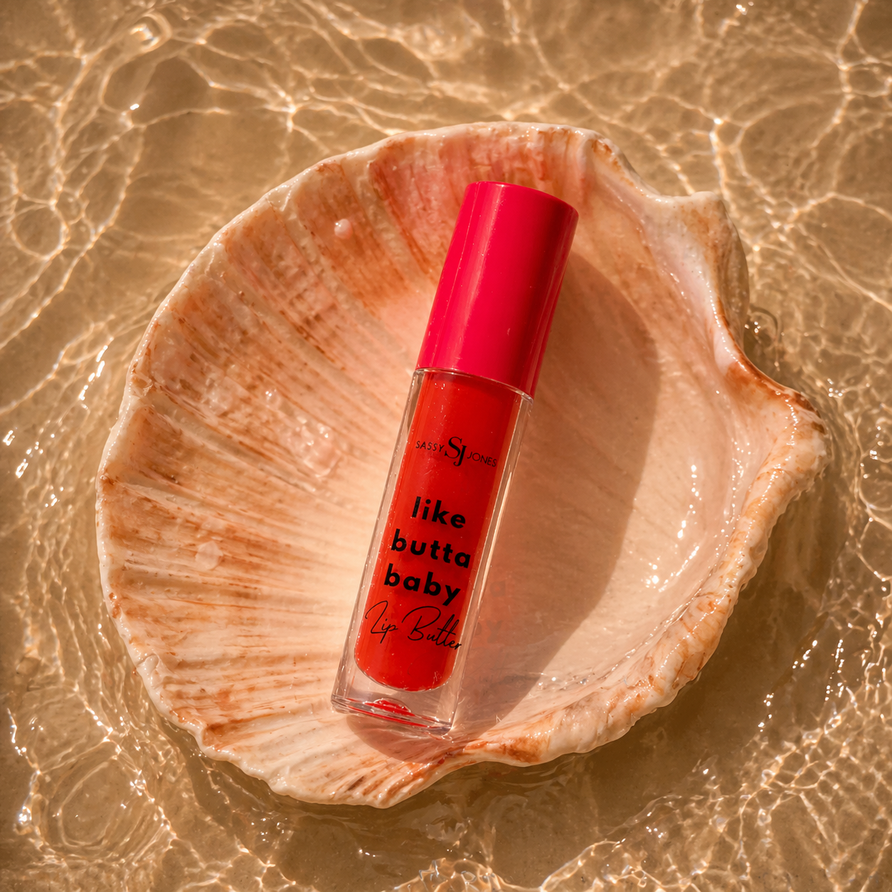 You Tried It Lip Butter gloss in bold vibrant red with high shine glossy finish and smooth creamy texture