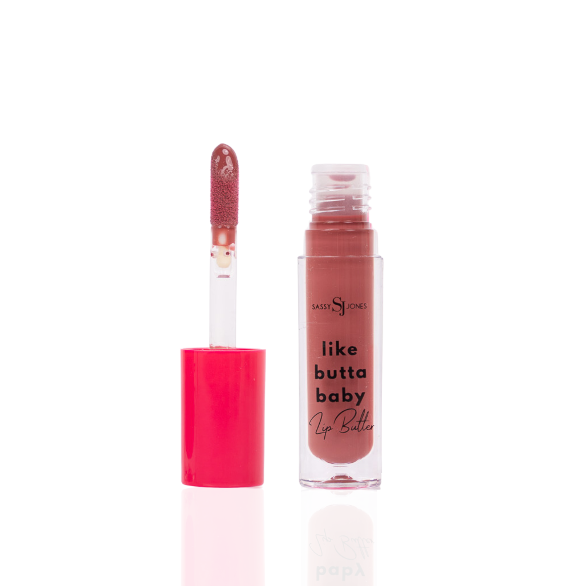 Soft Life Lip Butter gloss in a vibrant coral red shade with high shine finish and smooth creamy texture