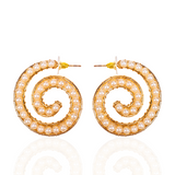 Lora Pearl Spiral Hoops - Gold