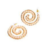 Lora Pearl Spiral Hoops - Gold