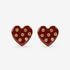 Lovebug 18K Studs in Crimson featuring oversized glossy red hearts with seven clear crystal accents and gold trim.