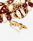 Lovebug 18k Brooch Bib - Crimson/Cream,Necklaces, Sassy Jones,