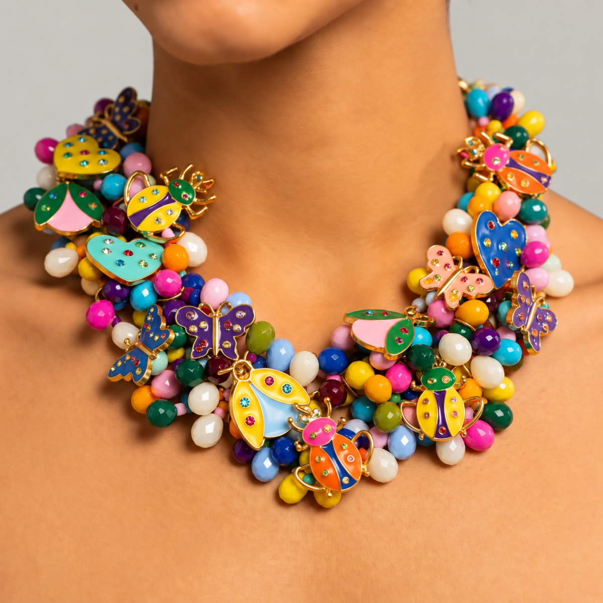 Lovebug 18k Brooch Bib - Carnivale,Necklaces, Sassy Jones,
