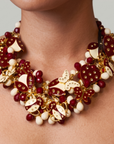 Lovebug 18k Brooch Bib - Crimson/Cream,Necklaces, Sassy Jones,