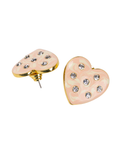 Cream marbled heart-shaped stud earrings with crystal accents and 18K gold-plated trim from the Lovebug collection.
