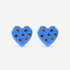 Lovebug 18K Studs in Paradise Blue featuring glossy blue hearts with seven golden crystal accents.