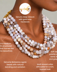 Makemba Botswana Agate Beaded Collar Chain - Ivory Estate, Necklaces, Sassy Jones,