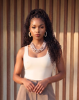 Makemba Botswana Agate Beaded Collar Chain - Ivory Estate