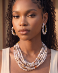 Makemba Botswana Agate Beaded Collar Chain - Ivory Estate