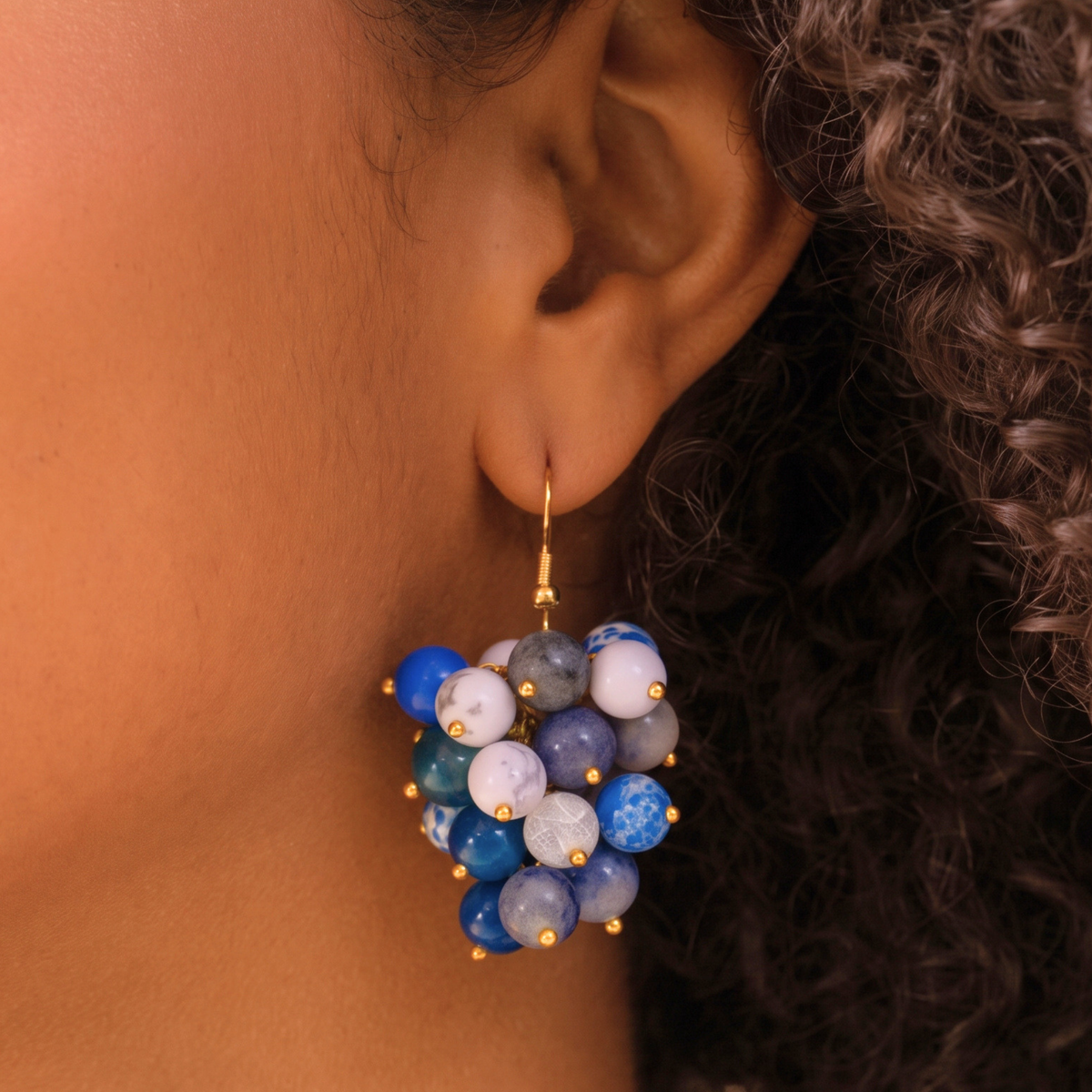 Makemba Lapis Azuli Dangles - Indigo Reign,Earrings, Sassy Jones,