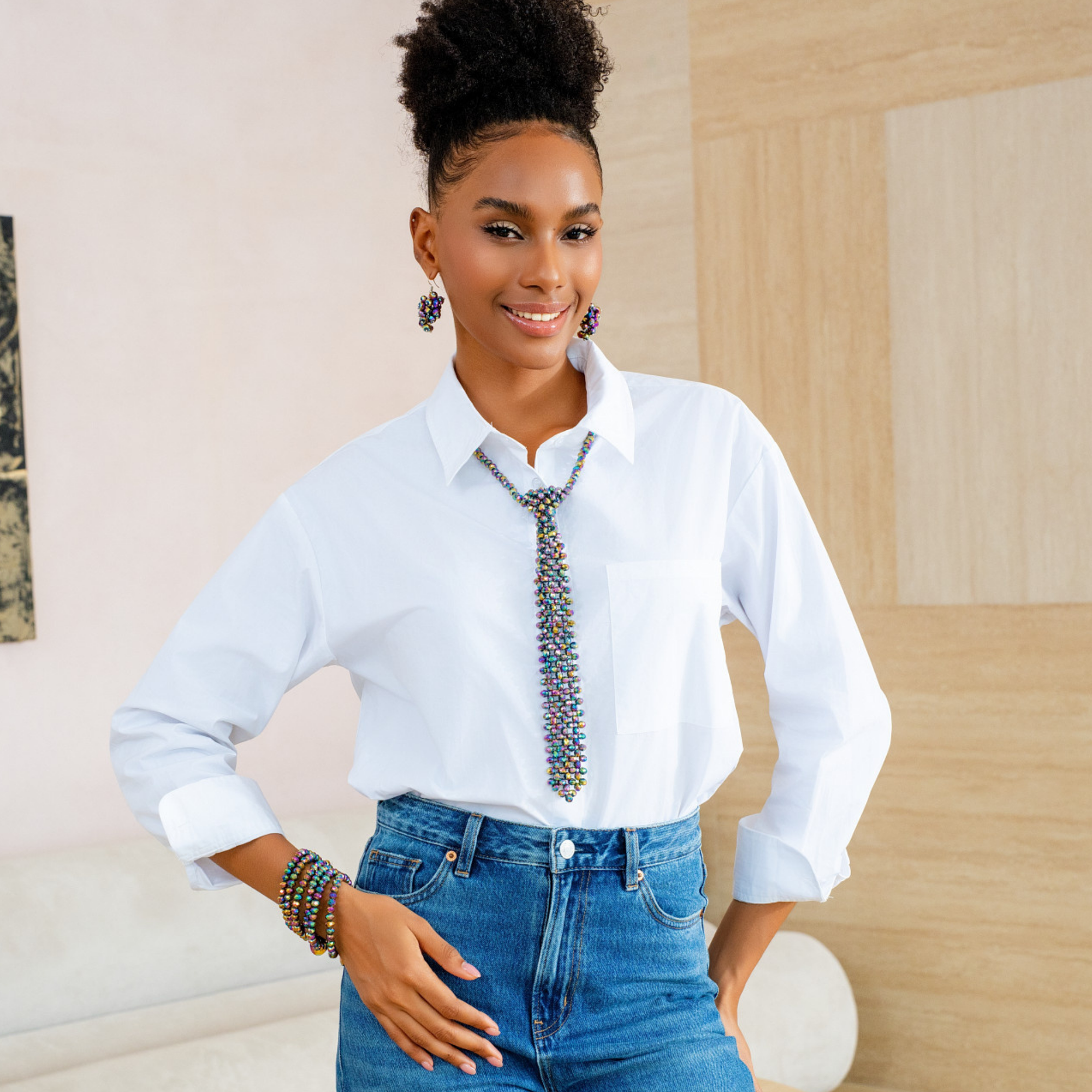 statement dangle earrings, glass bead earrings, colorful statement earrings, sparkle earrings for women, bold fashion earrings, multicolor glass earrings, boutique statement earrings, luxury fashion jewelry, women’s statement jewelry, vibrant dangle earrings, kaleidoscope jewelry, party earrings for women