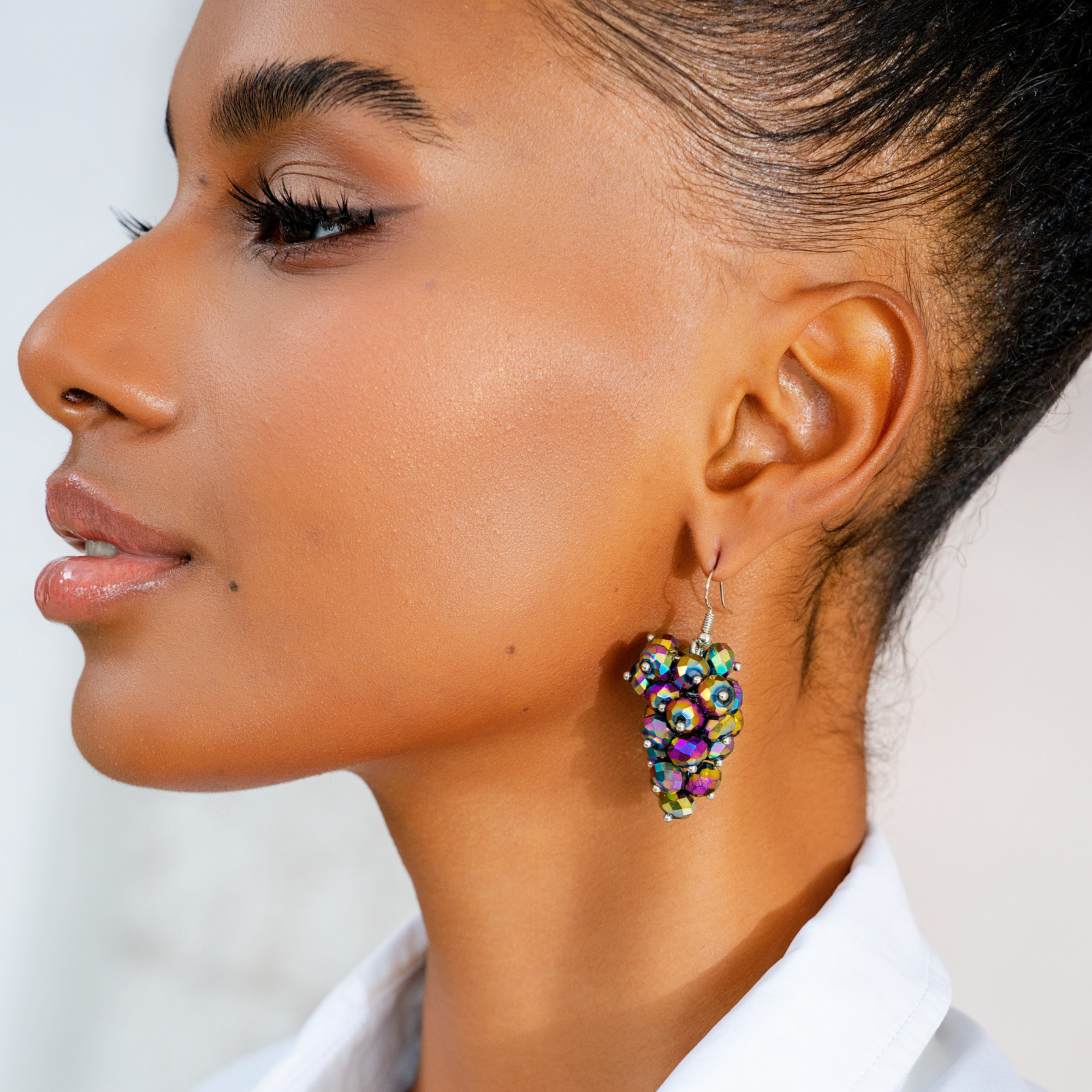 statement dangle earrings, glass bead earrings, colorful statement earrings, sparkle earrings for women, bold fashion earrings, multicolor glass earrings, boutique statement earrings, luxury fashion jewelry, women’s statement jewelry, vibrant dangle earrings, kaleidoscope jewelry, party earrings for women