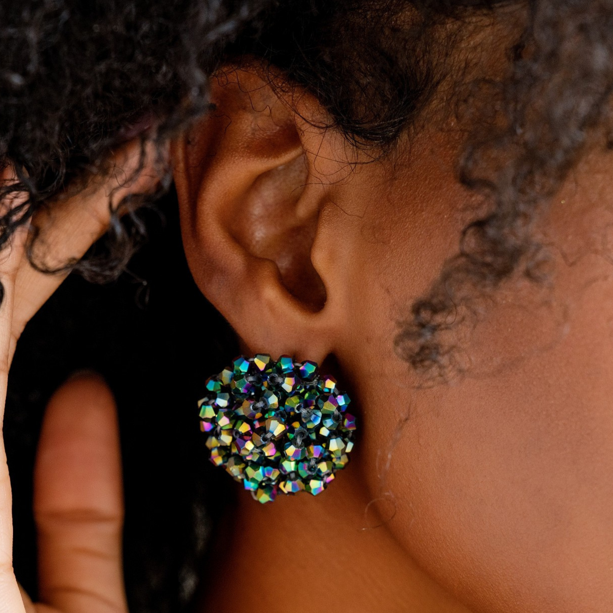 statement stud earrings, colorful earrings, glass bead earrings, iridescent earrings, sparkler studs, bold earrings, rainbow jewelry, women’s fashion jewelry, boutique earrings, luxury statement earrings, festive earrings, statement jewelry, kaleidoscope earrings, fashion studs, designer jewelry