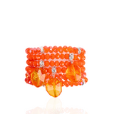 Malia Glass Stretch Bracelet Stack - Tangerine