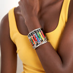 Maasai Leather Cuff Sherrie Leather Bracelet African Leather Jewelry Handcrafted Leather Cuff Ethnic Leather Bracelet Maasai-Inspired Accessories Unique Leather Cuff Tribal Leather Jewelry Fashion Leather Cuff Bracelet Maasai Beaded Leather Cuff Ethnic Jewelry Design Bold Leather Accessories Statement Leather Cuff Handmade Maasai Cuff Fashionable Ethnic Bracelet