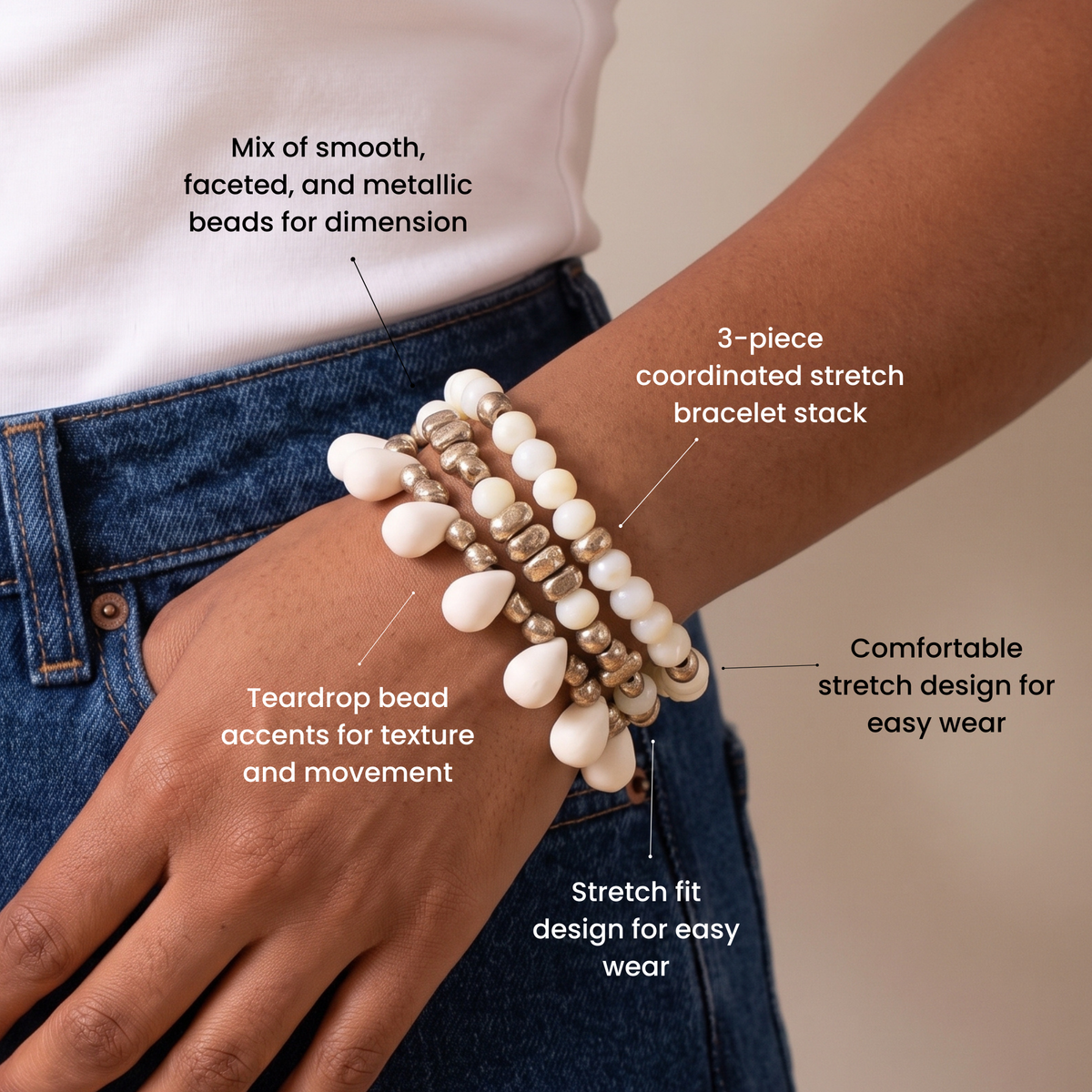 Mischa Honey Bracelet Stack,Bracelets, Sassy Jones,